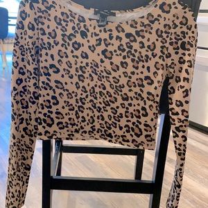 F21 Leopard body con crop top
